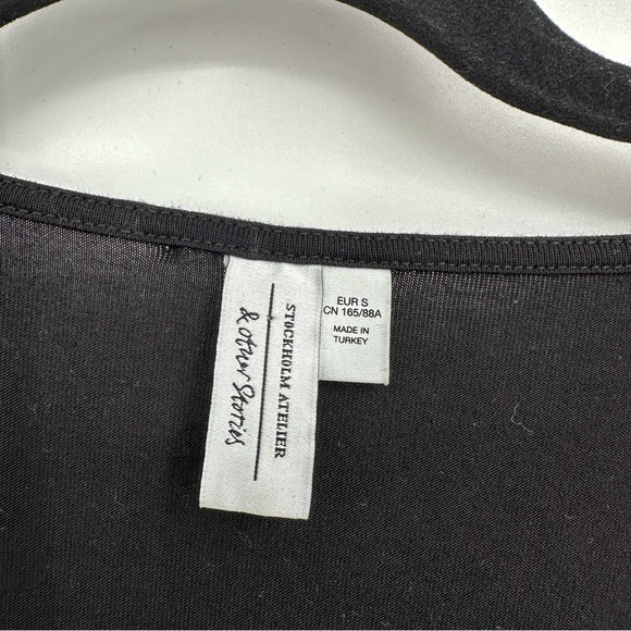 & Other Stories Black Cut Out Long Sleeve Black Midi Bodycon Dress Size Small - Picture 5 of 5